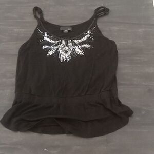Forever 21 small petite black top sequins detail on front